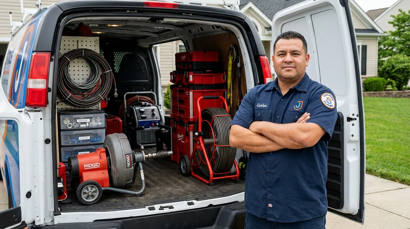 Professional drain cleaning equipment and Johns Plumbing LLC plumber in Winfield