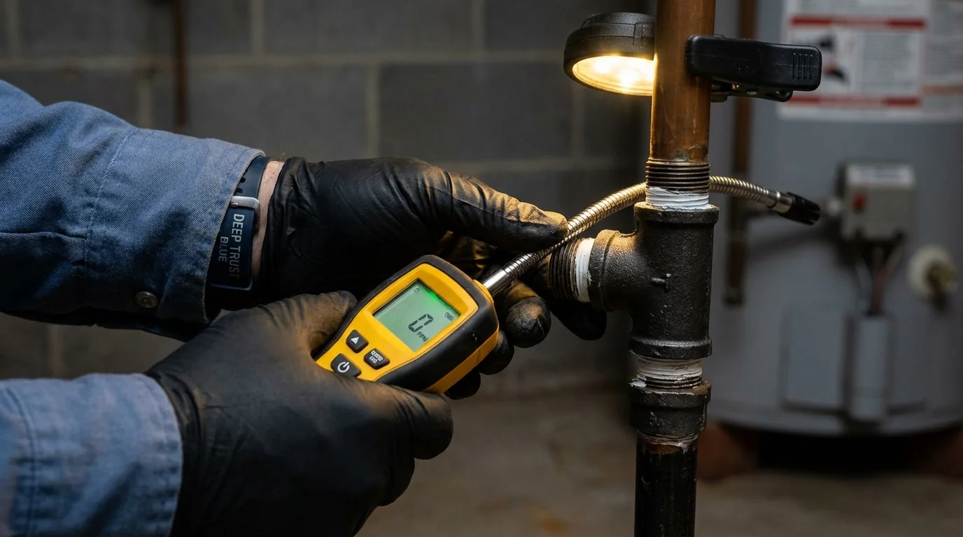 Gas leak detection with electronic sniffer by Johns Plumbing LLC in Winfield