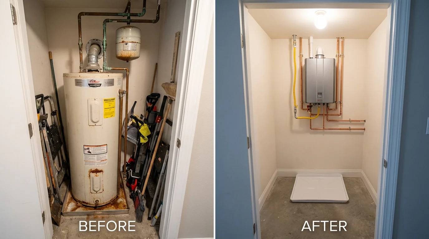 Tank water heater versus wall-mounted tankless unit comparison for Winfield, AL homeowners